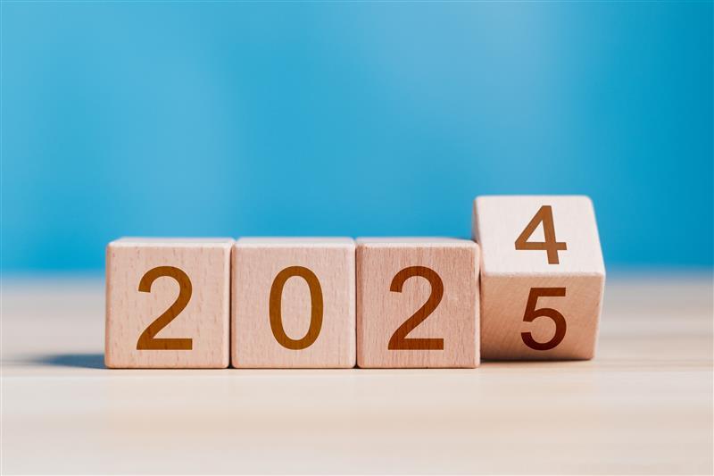 dés en bois avec écrit 2024-2025