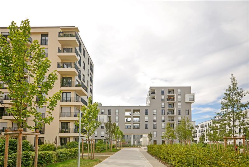 immeuble moderne avec verdure 